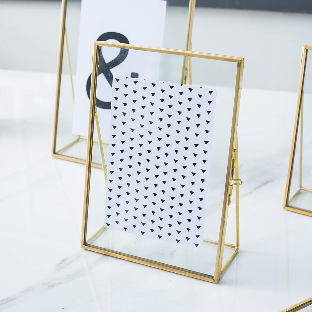 6x8 Gold Photo Frame Vintage Style Antique Gold Standing Picture Frames with Pressed Glass, Brass (6 x 8)