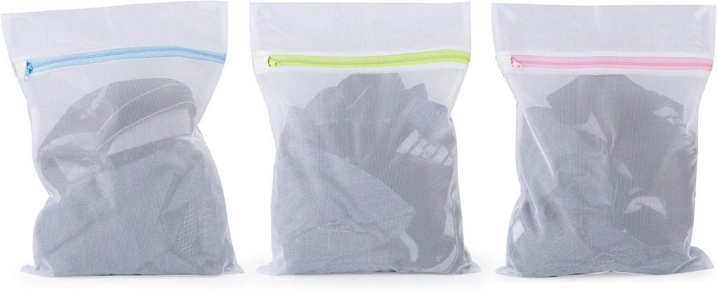 Mesh Laundry Bags 6pcs 16*12 Inch Laundry Wash Bag Colorful Zipper (Medium)