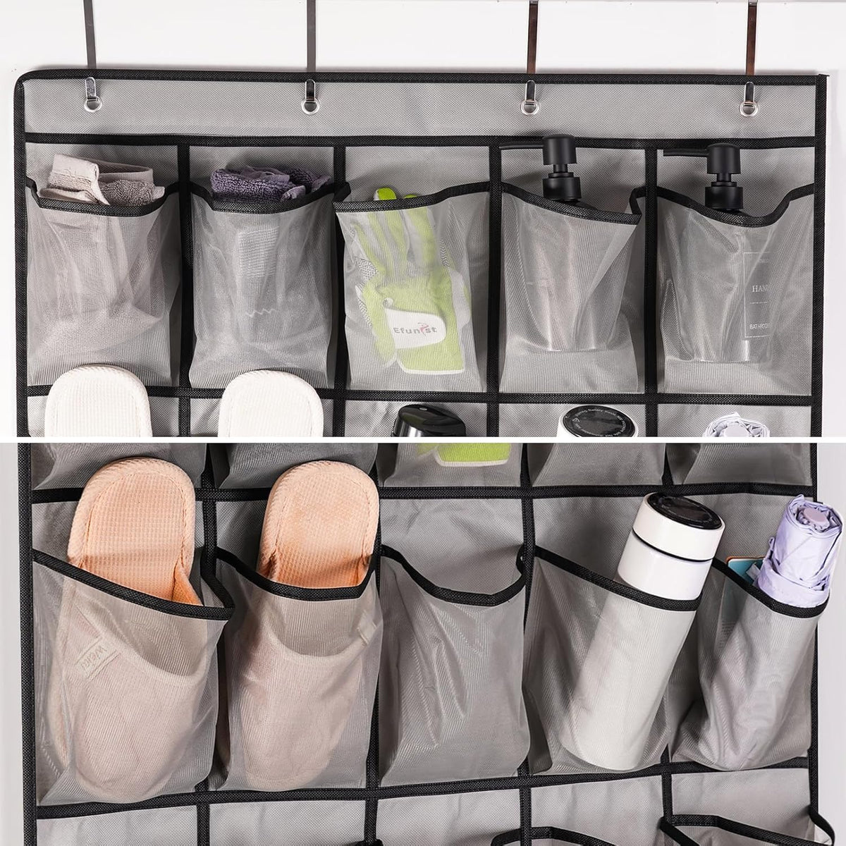 Meolsaek24 Large Mesh Pockets Over the Door Shoe Organizer, Grey