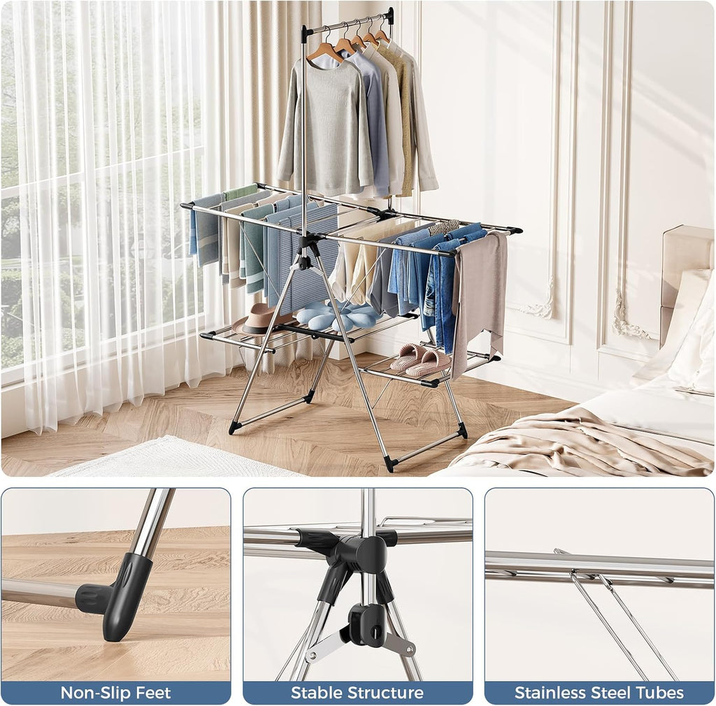APEXCHASER Large Capacity Clothes Drying Rack, Foldable Laundry Drying Rack