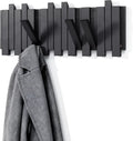 Wall Coat Rack for Entryway: Folding Wood 8 Hooks for Small Space