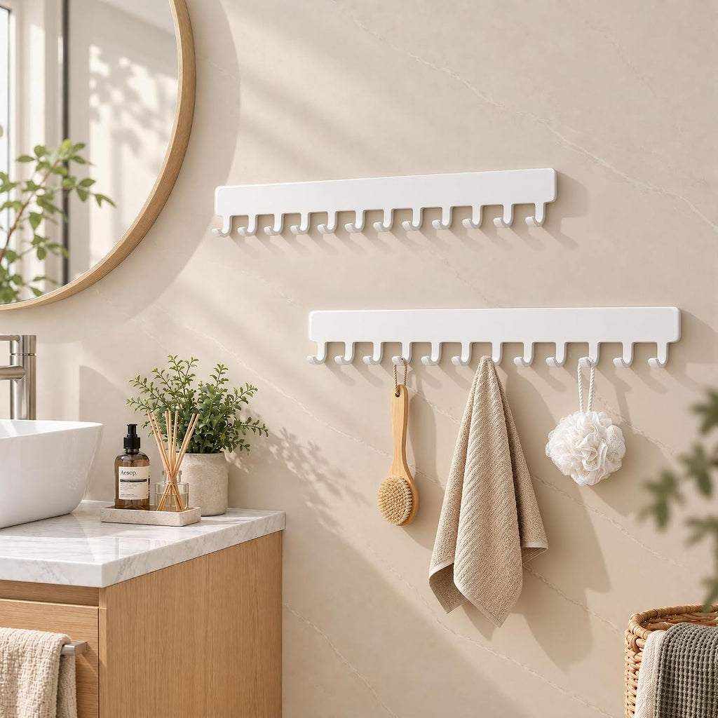 Self-Adhesive Necklace Holder, Wall Mounted Jewelry Organizer, White