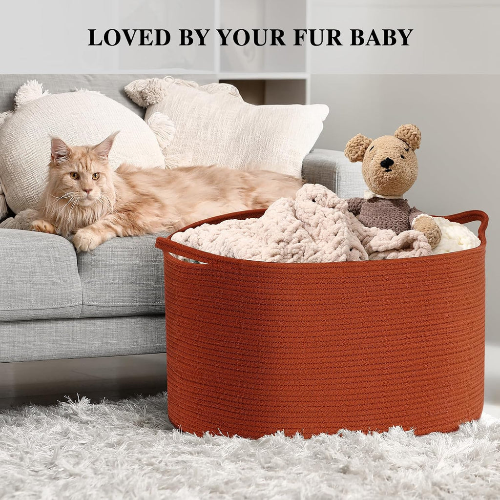 Maliton Woven Rope Blanket Basket Living Room, Storage Basket for Toy, 90L