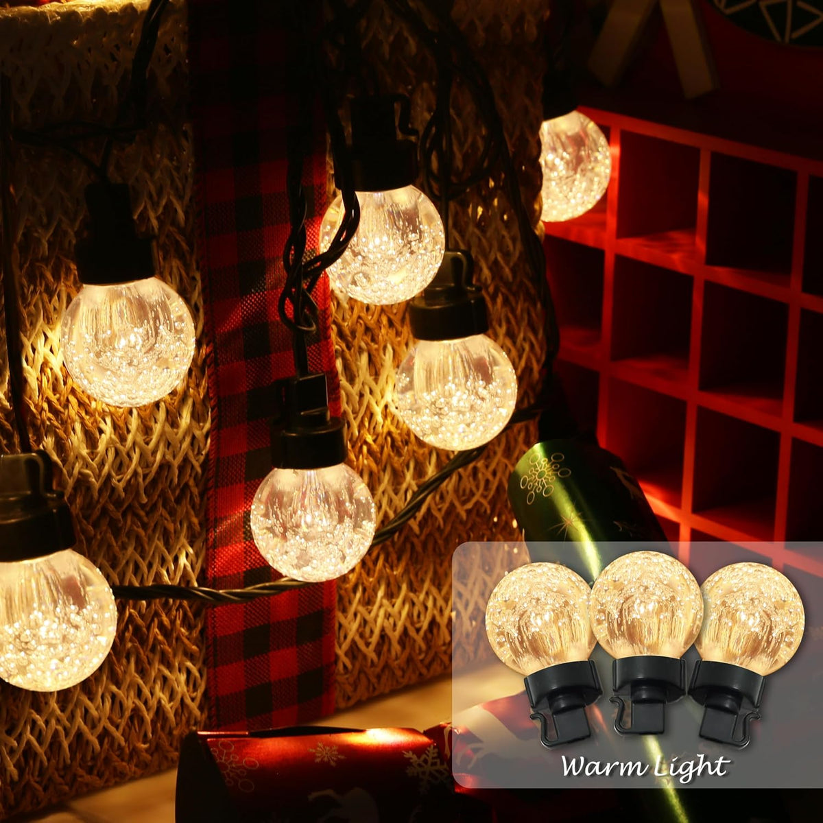 AWQ 20 LED 41FT Globe Crystal Bubble String Lights Fairy String Lights