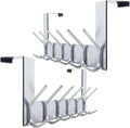 WEBI Over The Door Hooks Door Hanger:Over The Door Towel Rack with 6 Hooks for Hanging,Door Coat Hanger Towel Hanger Over Door Coat Rack for Towels,Clothes,Silver,2 Packs