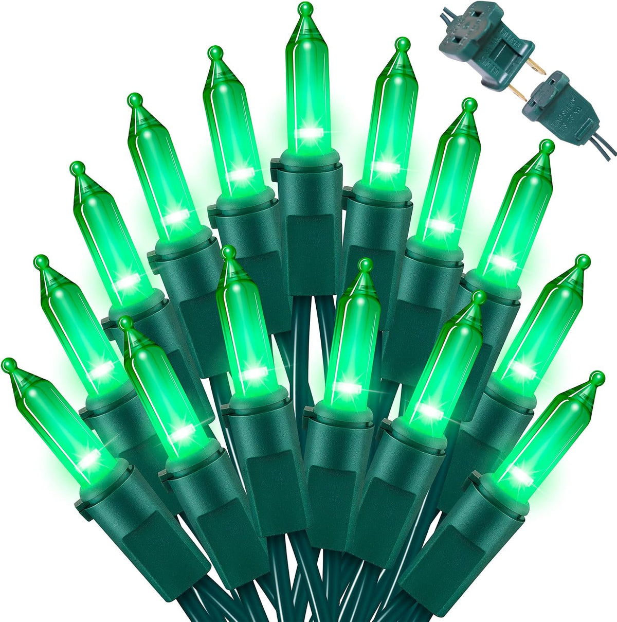 LAMPHOME Green Halloween String Lights,100LED 21.6Ft St Patrick Day Lights, Waterproof Green Christmas Lights for Indoor Xmas Tree Garland Birthday Wedding Party Festival Decoration, Green Wire