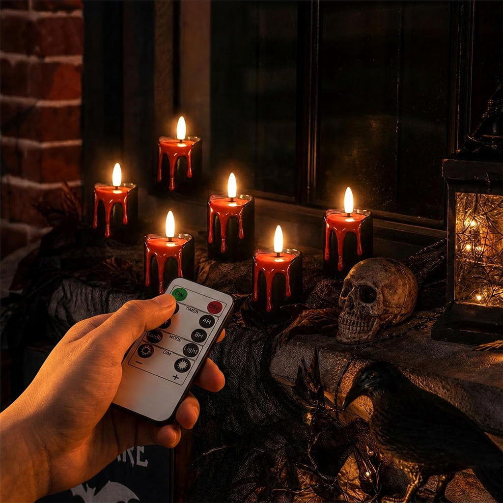 Halloween Flameless Votives Candles with Remote Timer, 2X3.35", 6 Pack
