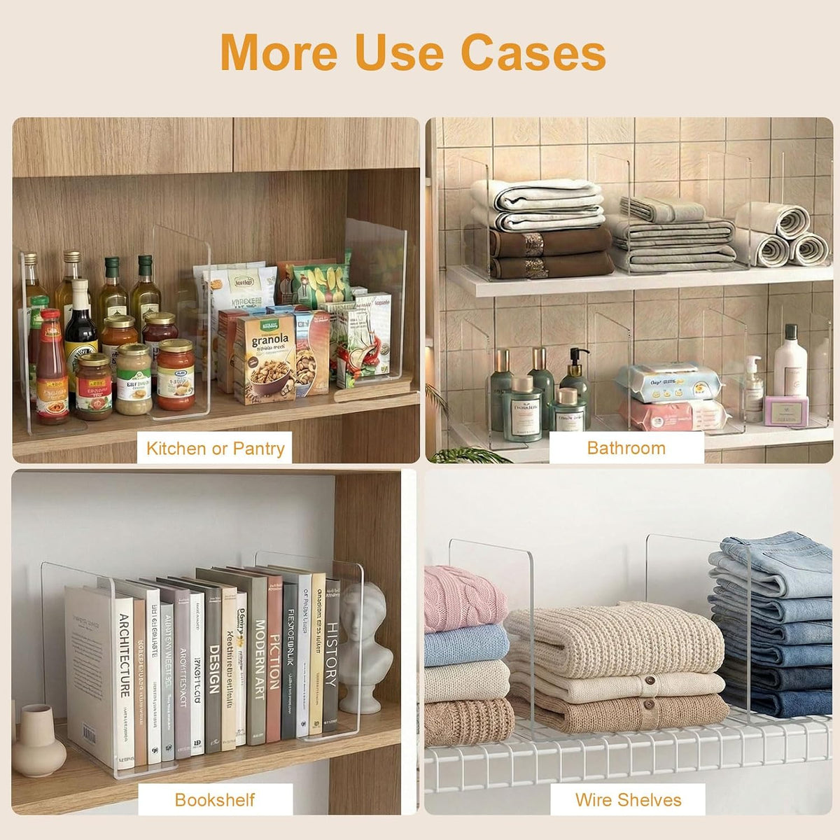 SortNStore Shelf Dividers for Closet Organization: 10" Tall x 12" Deep