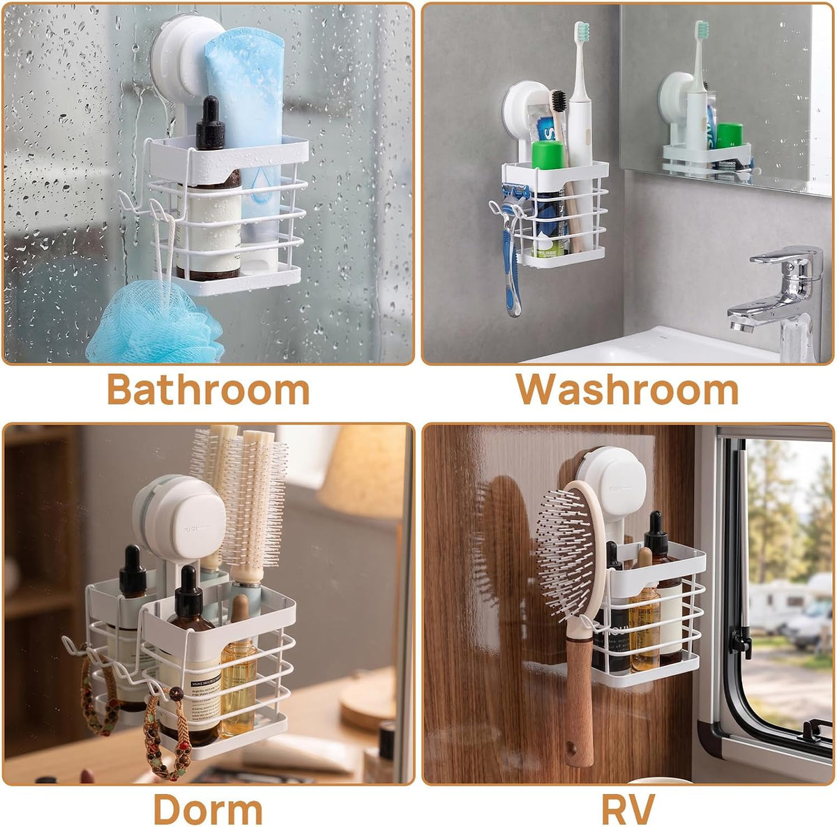Upgraded Suction Cup Toothbrush Holder with Visible Safety Indicator, White