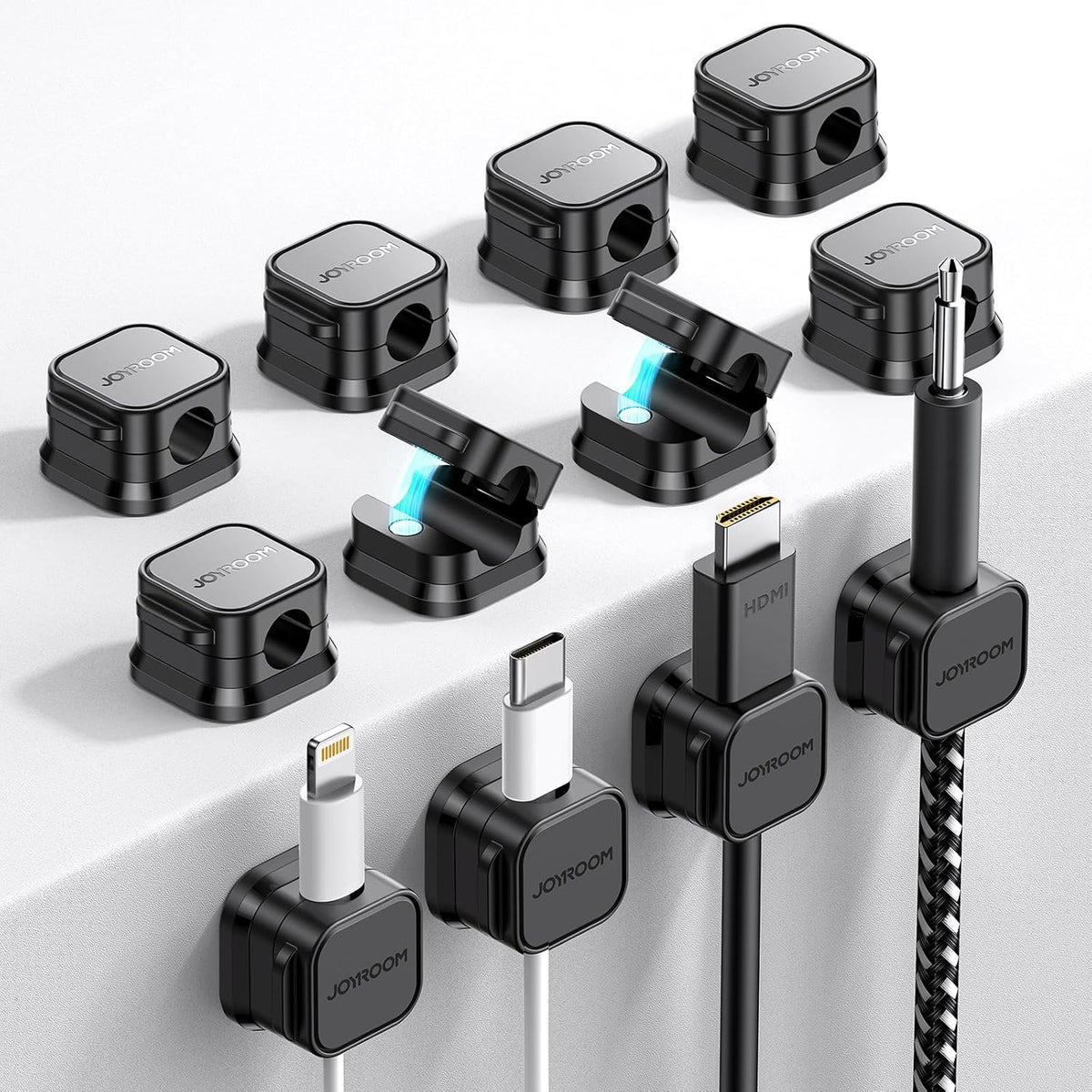 JOYROOM 12 Pack Magnetic Cable Clip Cord Organizer Adhesive Wire Management