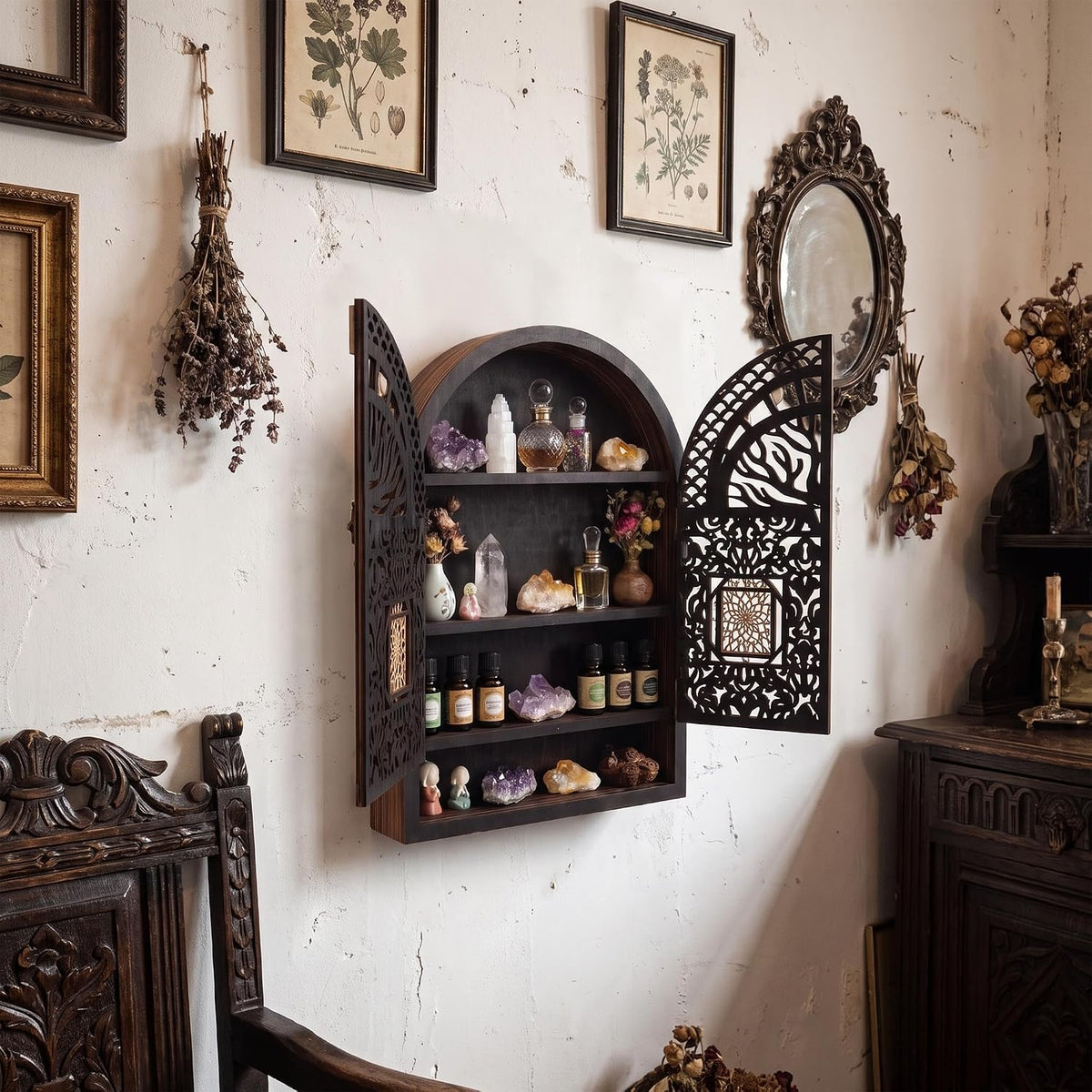 Crystal Display Shelf, Trinket Shelf, Gothic Decorative Wall Shelves