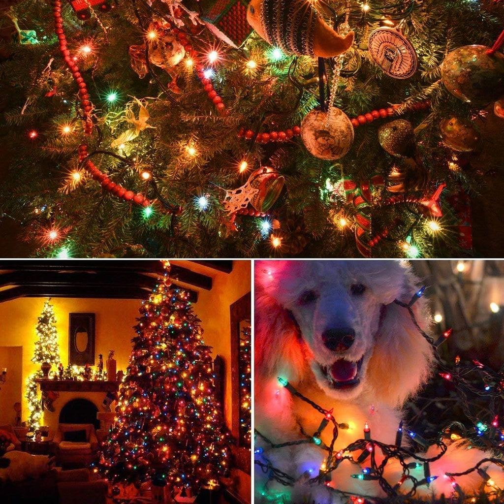 Indoor Christmas Tree Lights - 25m/82ft 220 LED Memory Function 8 Modes End-to-End Extendable Plug in Outdoor Waterproof Fairy String Light for Thanksgiving Halloween Wedding Patio Decor - Multi Color