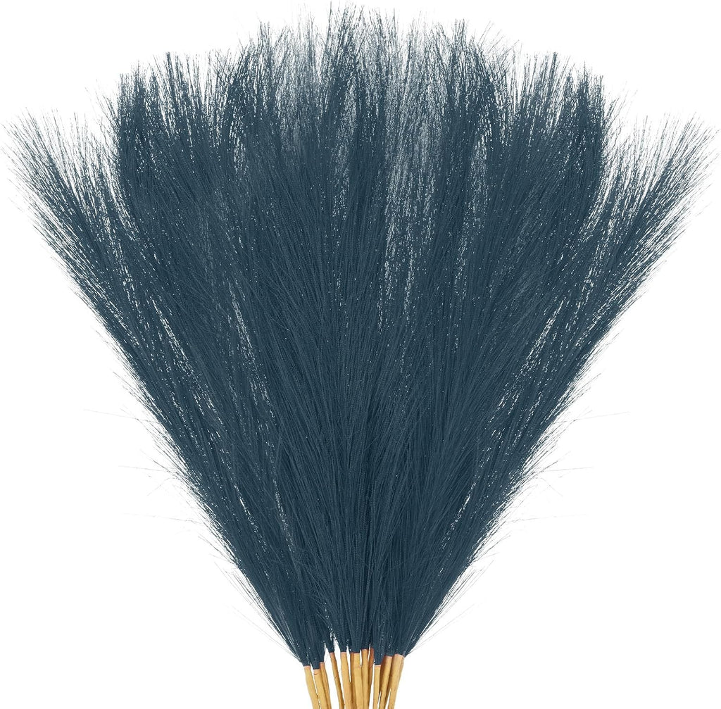 M METERXITY 20-Pack Faux Pampas Grass 21.7 Inch/55cm Small Fake Fluffy Pampas Grass Decor Pampas Grass Branches Vase Filler for Home/Wedding/Vase/Office/Party [Dark Blue]