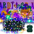 cshare Purple Green and Yellow Lights Battery Operated, Mardi Gras Lights with Timer Waterproof 16.4ft 50 LED Indoor Outdoor Mardi Gras Decorations Garland Party Patio Garden Yard