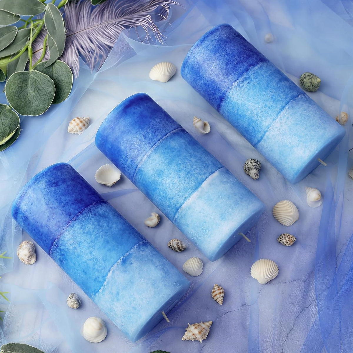 Ocean Scented Pillar Candles,2.8x6 Inch,70 Hour,3 Pack
