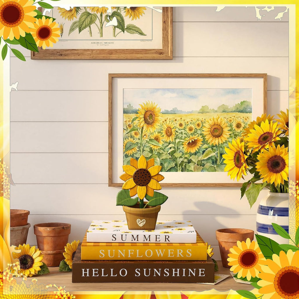 Thyle Sunflower Decorative Faux Books Set, Paper Magnetic Storage Boxes