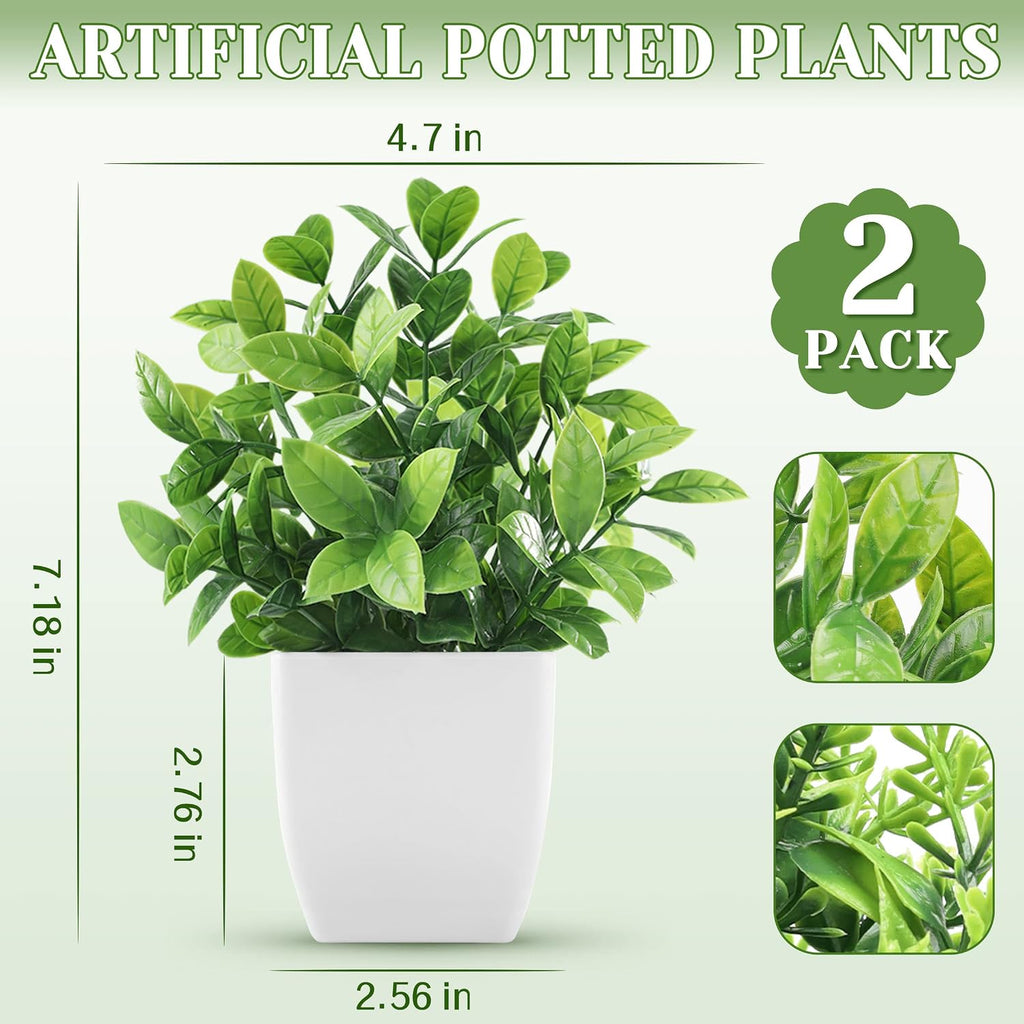 Der Rose 2 Pack Fake Plants Small Faux Plants Indoor for Office Desk Decor
