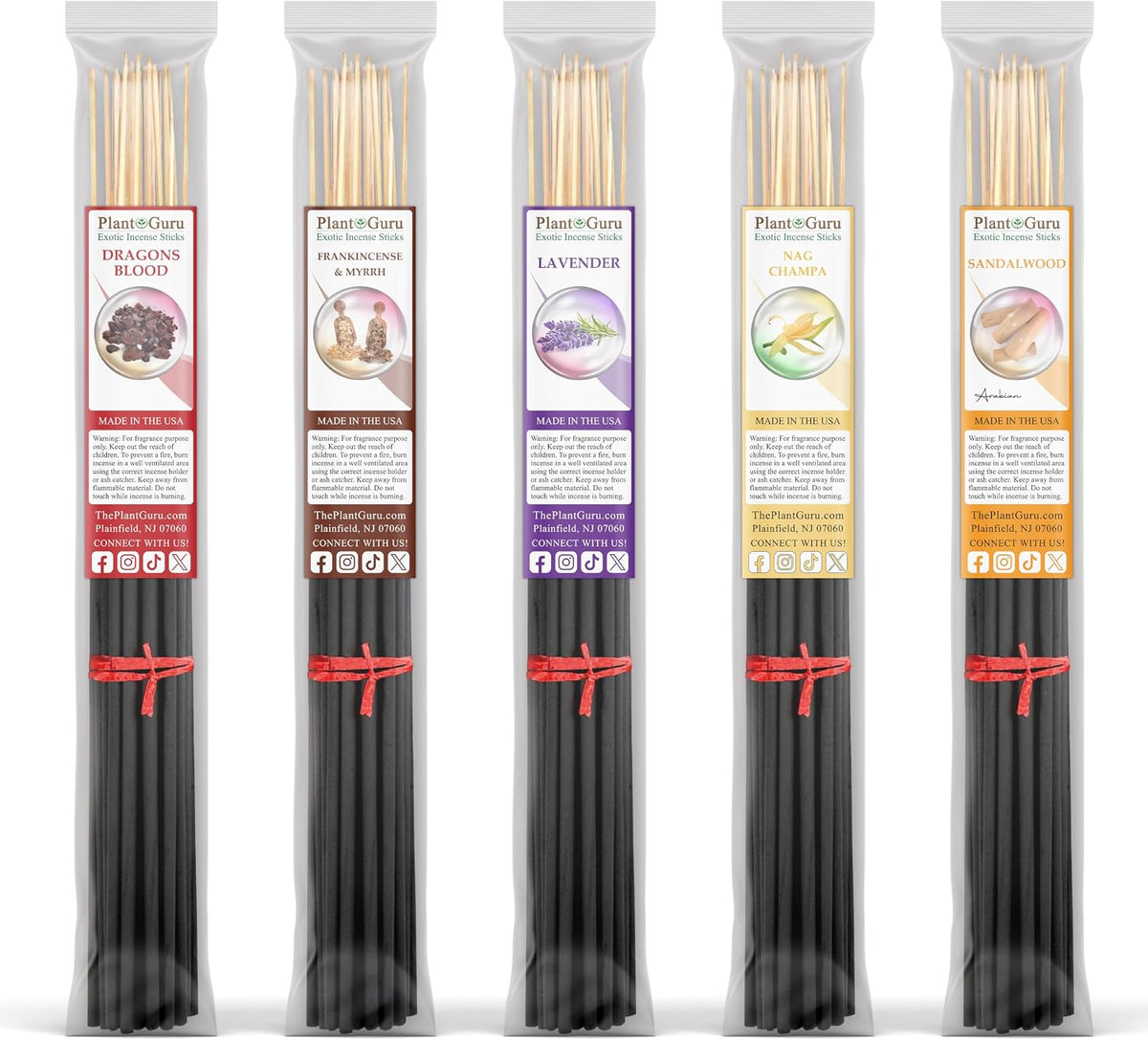 Top 5 Jumbo Incense Sticks 19 Inch Variety Set Bulk 150 Pack - 5 Bundles of 30 Sticks Per Bundle 19" - Dragons Blood, Frankincense and Myrrh, Lavender, Nag Champa, and Sandalwood.