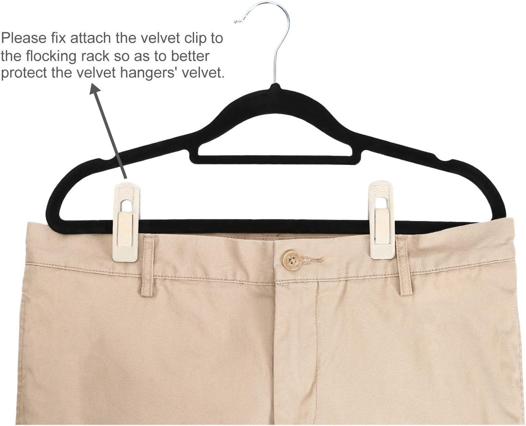 Velvet Hangers Clips, 20 Pack Ivory Pants Hanger Velvet Clips