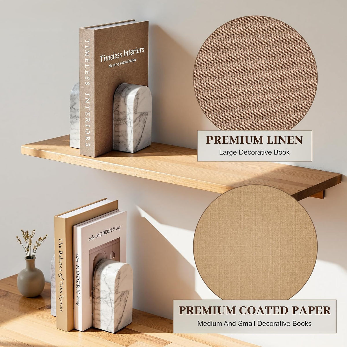 JARLINK Decorative Books, Set of 3 Fake Book Storage Boxes, Oatmeal