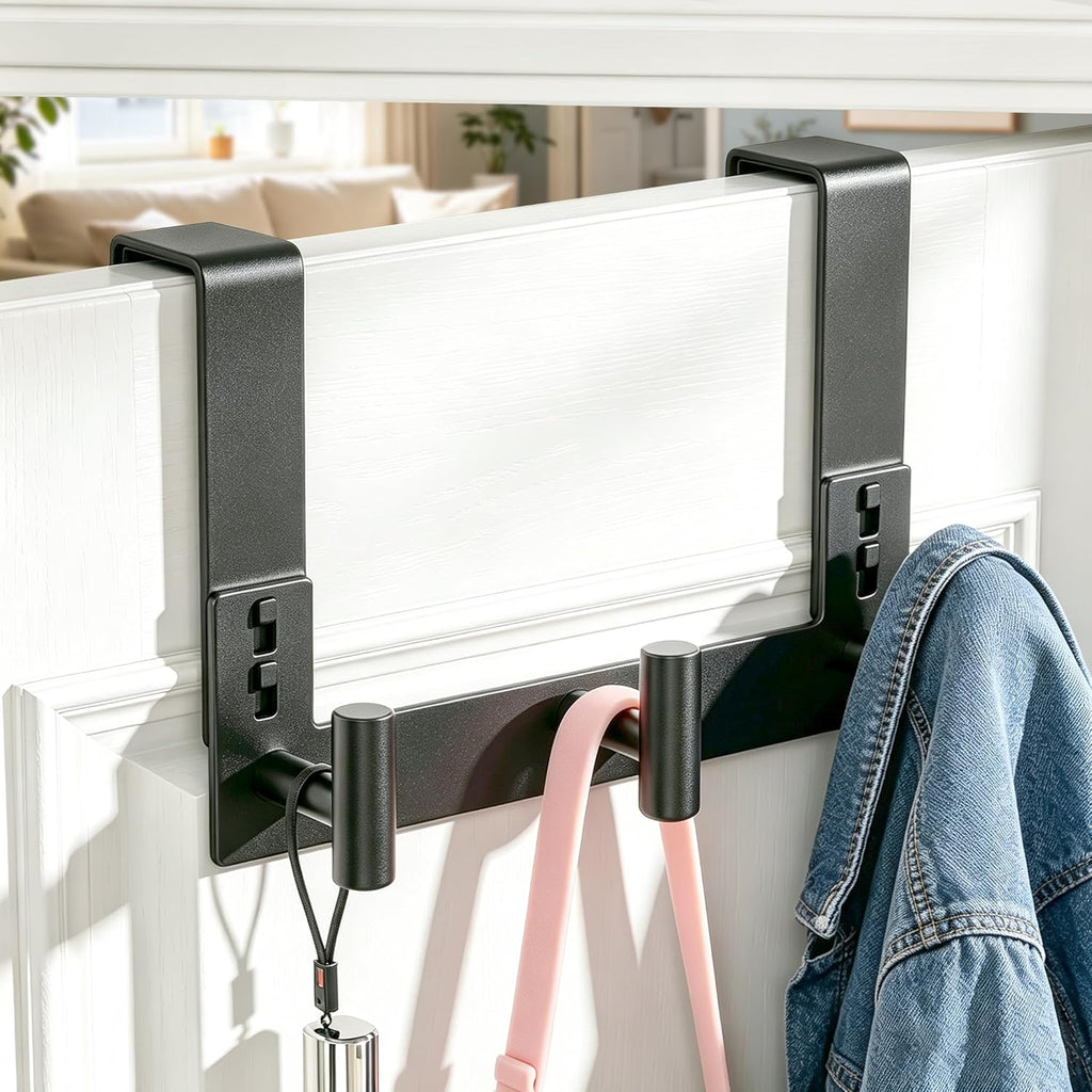 WUIVIUT Over The Door Hooks, Coat Rack Over The Door Heavy Duty Towel Rack Clothes Hanger for Bathroom liveroom Kitchen (3 Hook, Fits 1-3/4'' Thick)