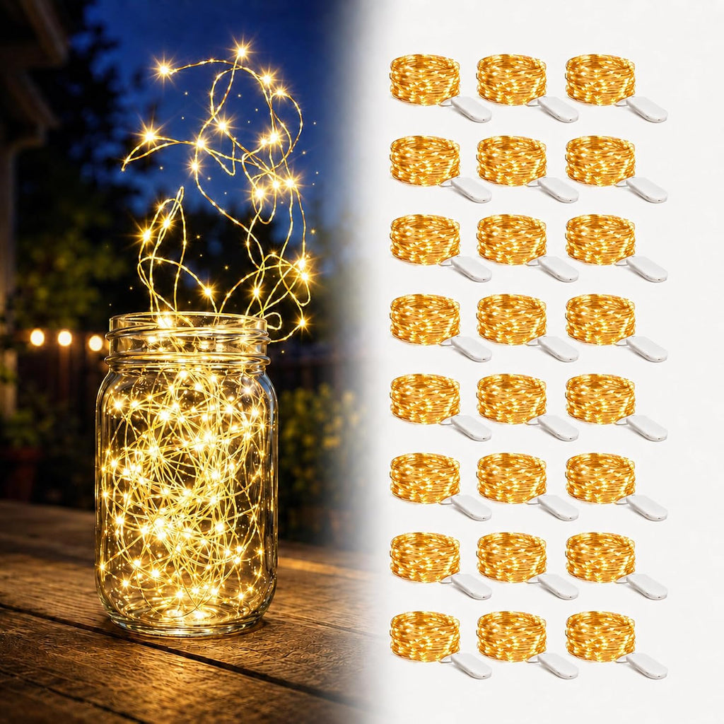 24 Pack Fairy Lights Battery Operated -6.6ft 20 LED Warm White