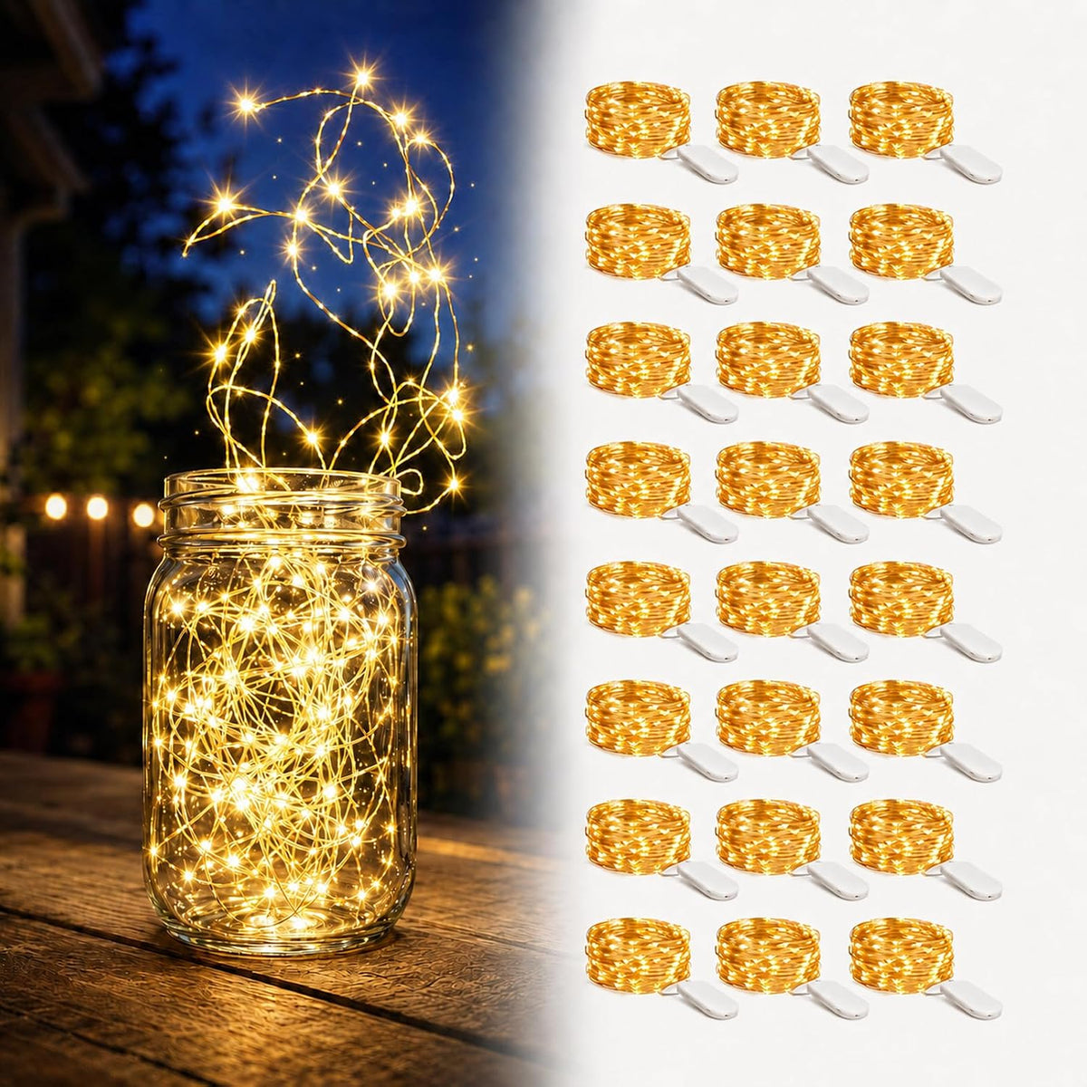 24 Pack Fairy Lights Battery Operated -6.6ft 20 LED Warm White