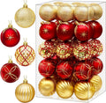 2.5 Inch Christmas Ball Ornaments, 30-Piece Set, Red, Gold