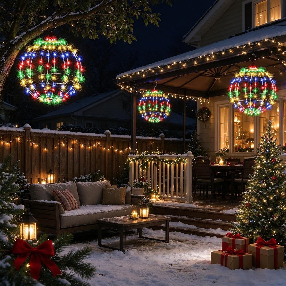 Joomer Solar Christmas Ball Lights, 13in & 11in Foldable Sphere Lights