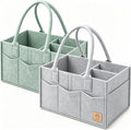 HIPHOP PANDA 2-Pack Diaper Caddy Organizer - Nursery Storage Bin & Car Organizer for Diapers, Wipes, and Baby Essentials - Dual-Color Solid Set (Grey/Green), Regular Size