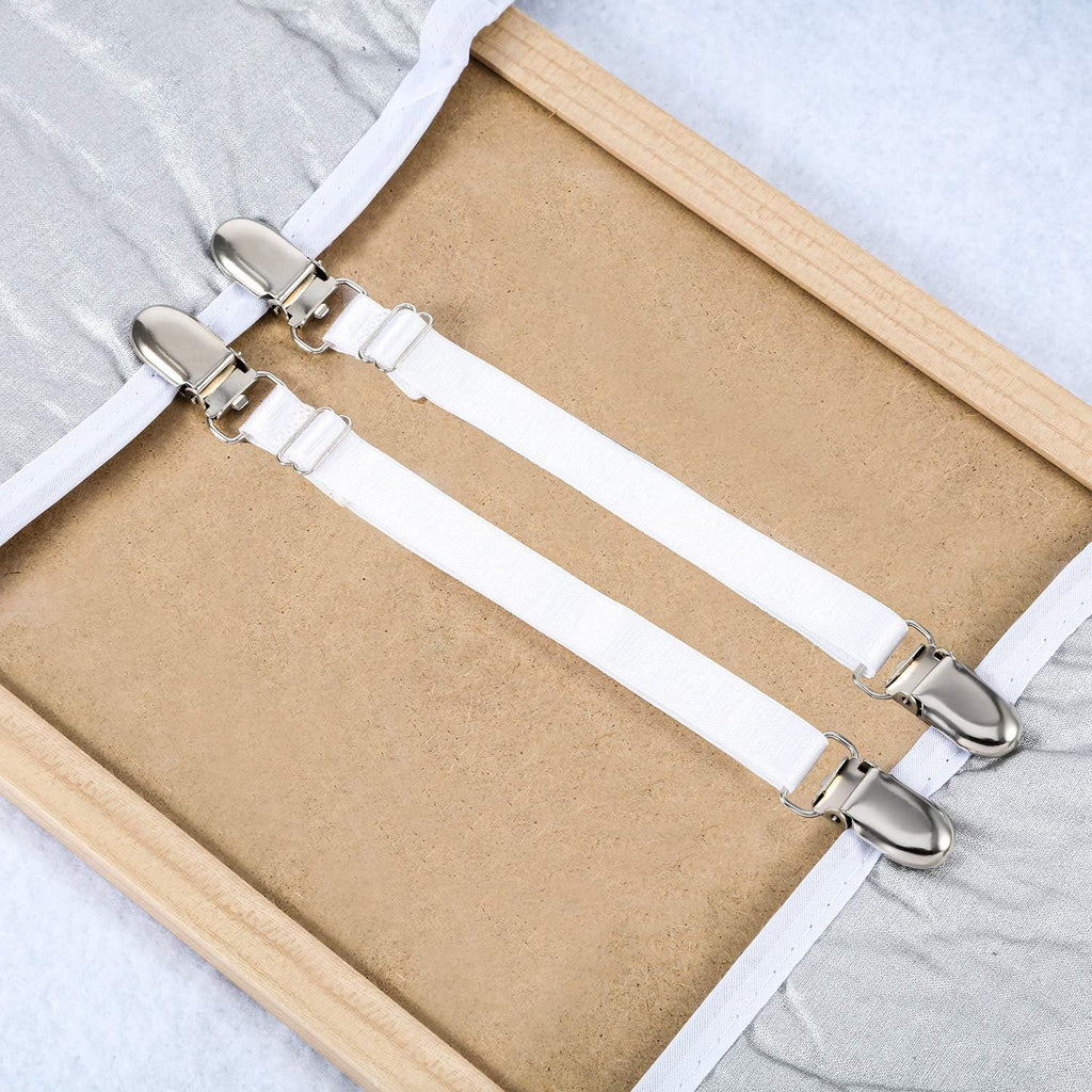 Boao 12 Pcs Bedsheet Strap Elastic Clip, White, 8-12 Inch Length