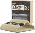 Beddora Velvet Hangers 50-Pack,Beige Non-Slip Slim Space-Saving Closet Organizer, Suit & Coat Hangers, Heavy-Duty, 360° Swivel Hook