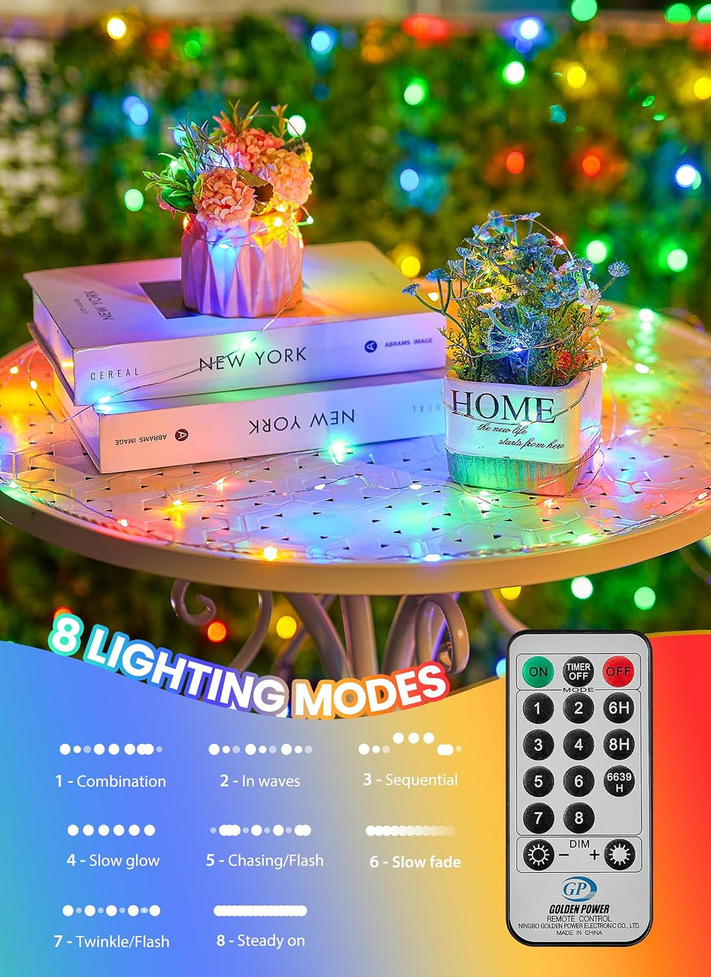 Minetom Fairy Lights with Remote, 66 Feet 200 Led Firefly String Lights Plug in for Bedroom Home Wall Ceiling Christmas Tree Wreath Craft Wedding Party Indoor Outdoor Decoration, Multicolor