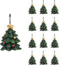 Sunlit Christmas Tree Decorative Shower Curtain Hooks with Star, Green Shower Curtain Rings, Resin, Xmas Theme Winter Holiday Bathroom Decoration, Set of 12