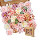 Pink Artificial Flowers Combo Silk Mix Fake Flowers with Stem for DIY Wedding Arch Bridal Bouquets Baby Shower Centerpieces Party Wall Home Decorations
