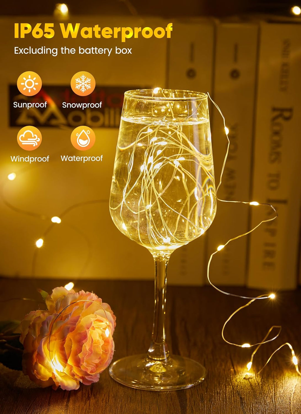 Minetom Fairy Lights Battery Operated, 33FT 100LED Waterproof Lights
