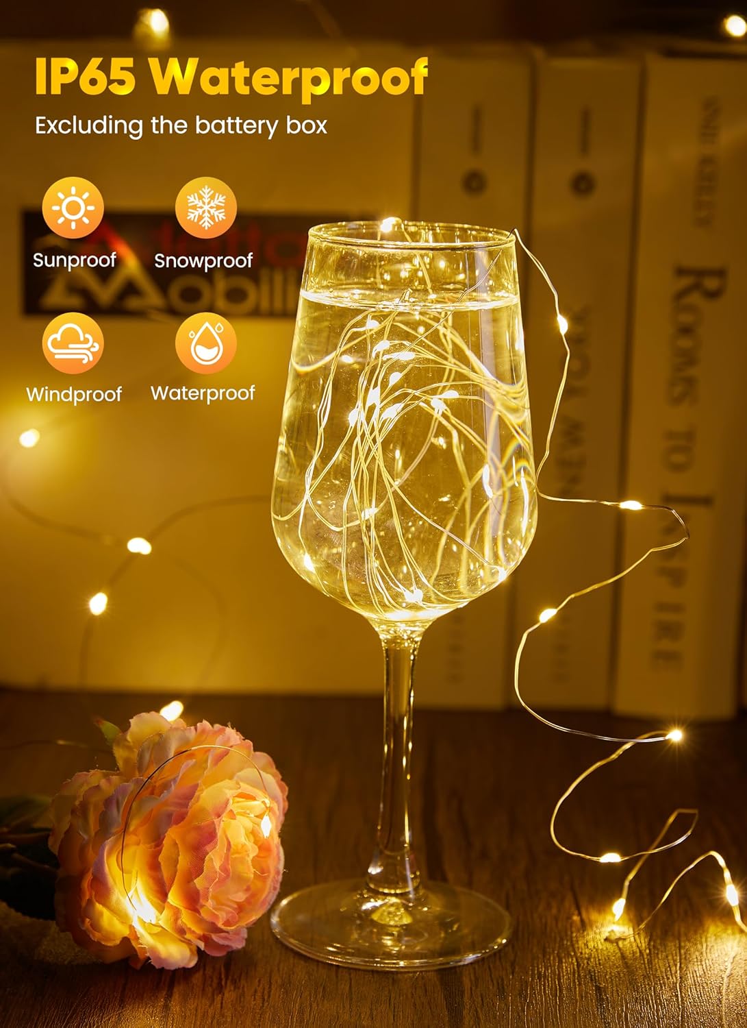 Minetom Fairy Lights Battery Operated, 33FT 100LED Waterproof Lights