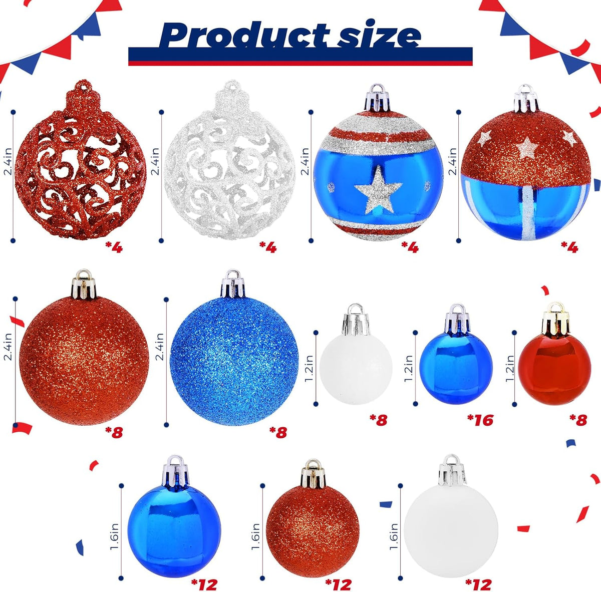 100PCS Christmas Balls Ornaments, Shatterproof Xmas Tree Decorations