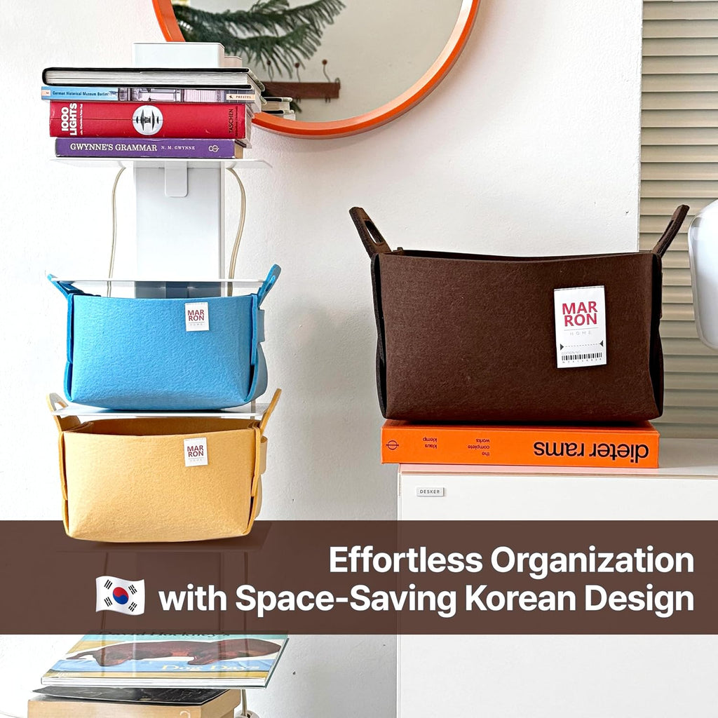 Collapsible Felt APRICOT Storage Bin Medium 11"x7.1"x7.1" – Foldable Basket with Handles for Closet, Toy Storage, Laundry Room Organization, Decorative Storage Bins for Shelves, Cube Storage
