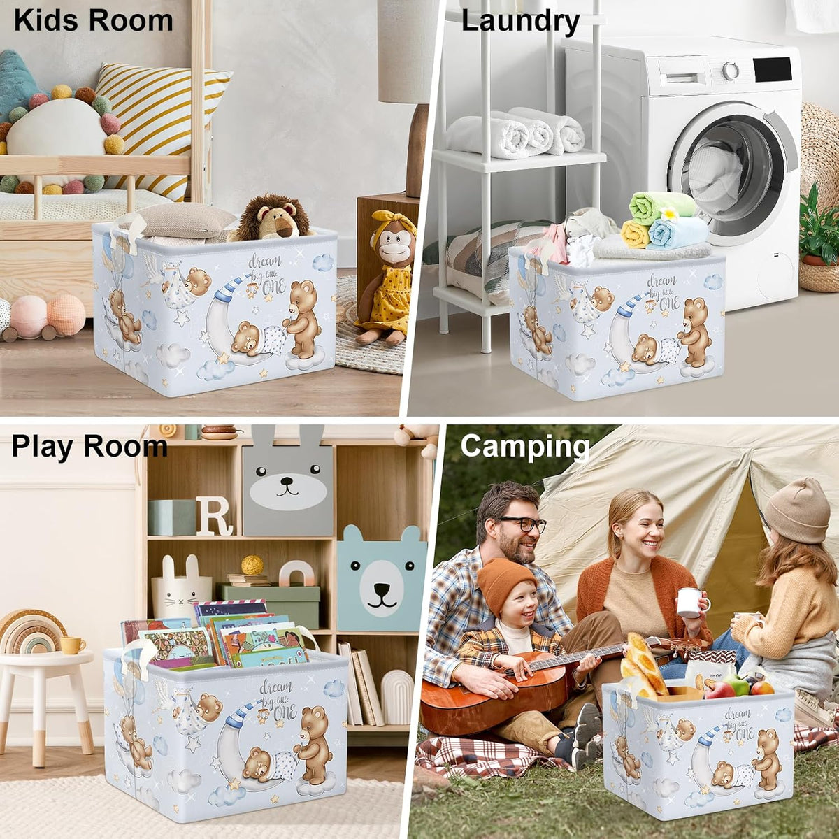 Clastyle Kid Storage Basket Sleeping Animal Foldable Laundry Hamper, 36L