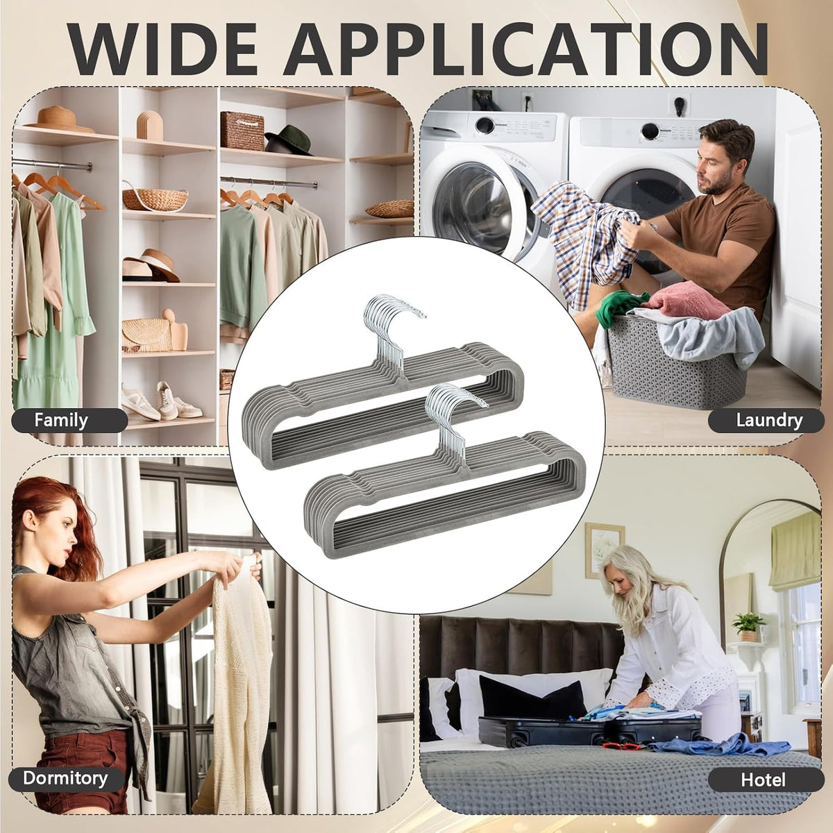 50 Pack Velvet Pants Hangers Non Slip, Velvet Hangers Space Saving for Closet, Strong Durable Clothes Hanger with 360° Swivel Hook, Ultra Soft Flocked Hanger for Pants Jeans Shirts Bra Shorts (Grey)