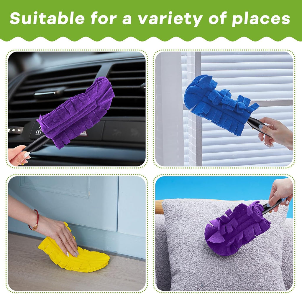 3 Pcs Reusable Duster Refills Washable Pads, Yellow, Blue, Purple
