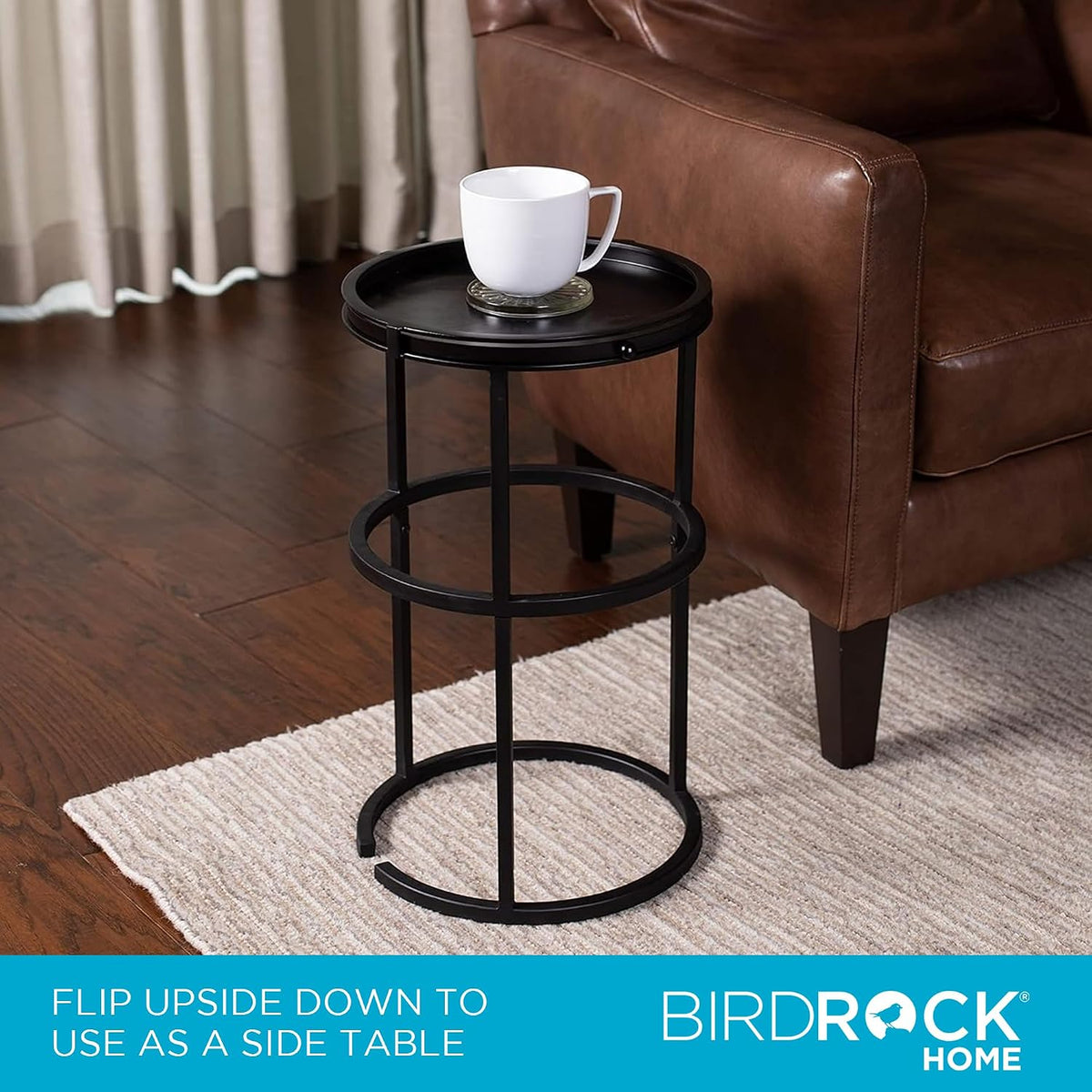 BIRDROCK HOME Circular Umbrella Holder with Removable Drip Tray - Stand for Umbrellas - Entryway - Decorative Metal Freestanding Rack Organizer - Cane Walking Stick Holder - Black