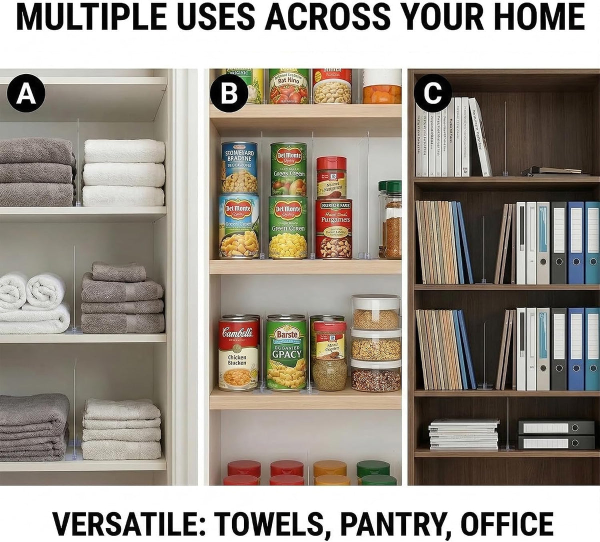 Acrylic Shelf Dividers for Closet Organization - 4 Pack Clear Removable 10/11.8" Tall X 11.8/10" Deep Sturdy Separators for Wood Cabinet - Vertical Adjustable Storage Clothes,Purse,Bag Organizer