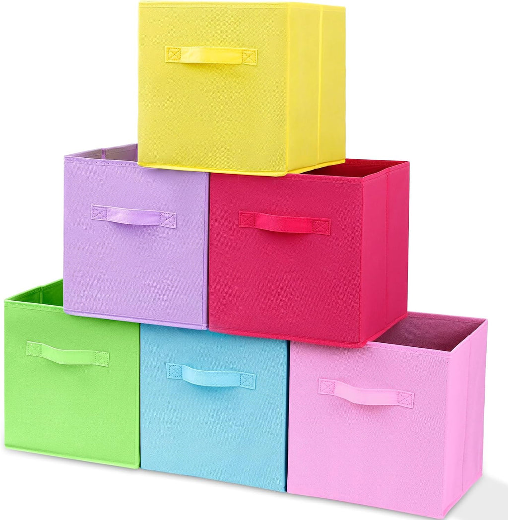 6Pack Fabric Storage Bins, Cloth Organizer Baskets, 10.6In, 6Color