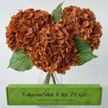 YalzoneMet 3 Pcs Orange Brown Hydrangea Artificial Flowers 21‘’ Real Touch Latex Hydrangea Fake Flowers for Fall Home Decor Party Kitchen Bedroom Bronze Vintage Flower Table Centerpieces