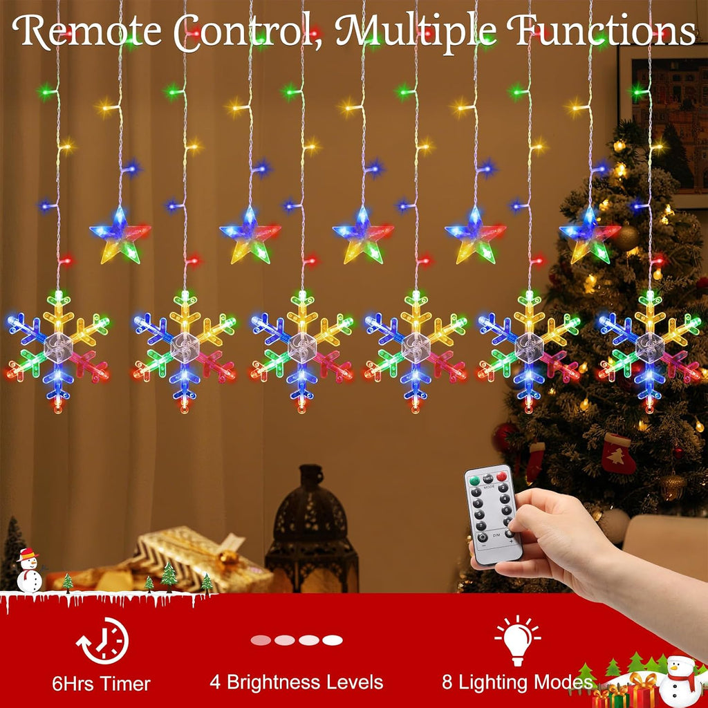 Lewondr 138 LED Christmas String Curtain Lights with 6H Timer & 8 Modes