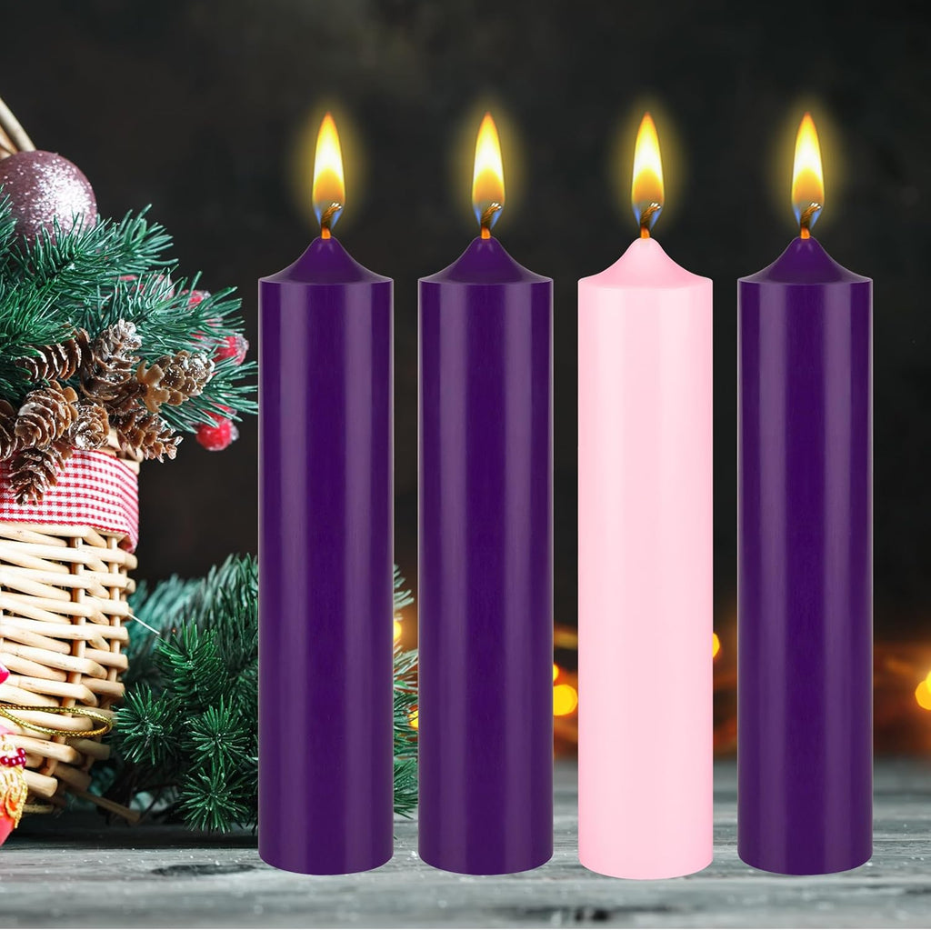 Mega Candles Unscented Advent Bell Top Pillar Candle Set 4 ct 2" x 9"