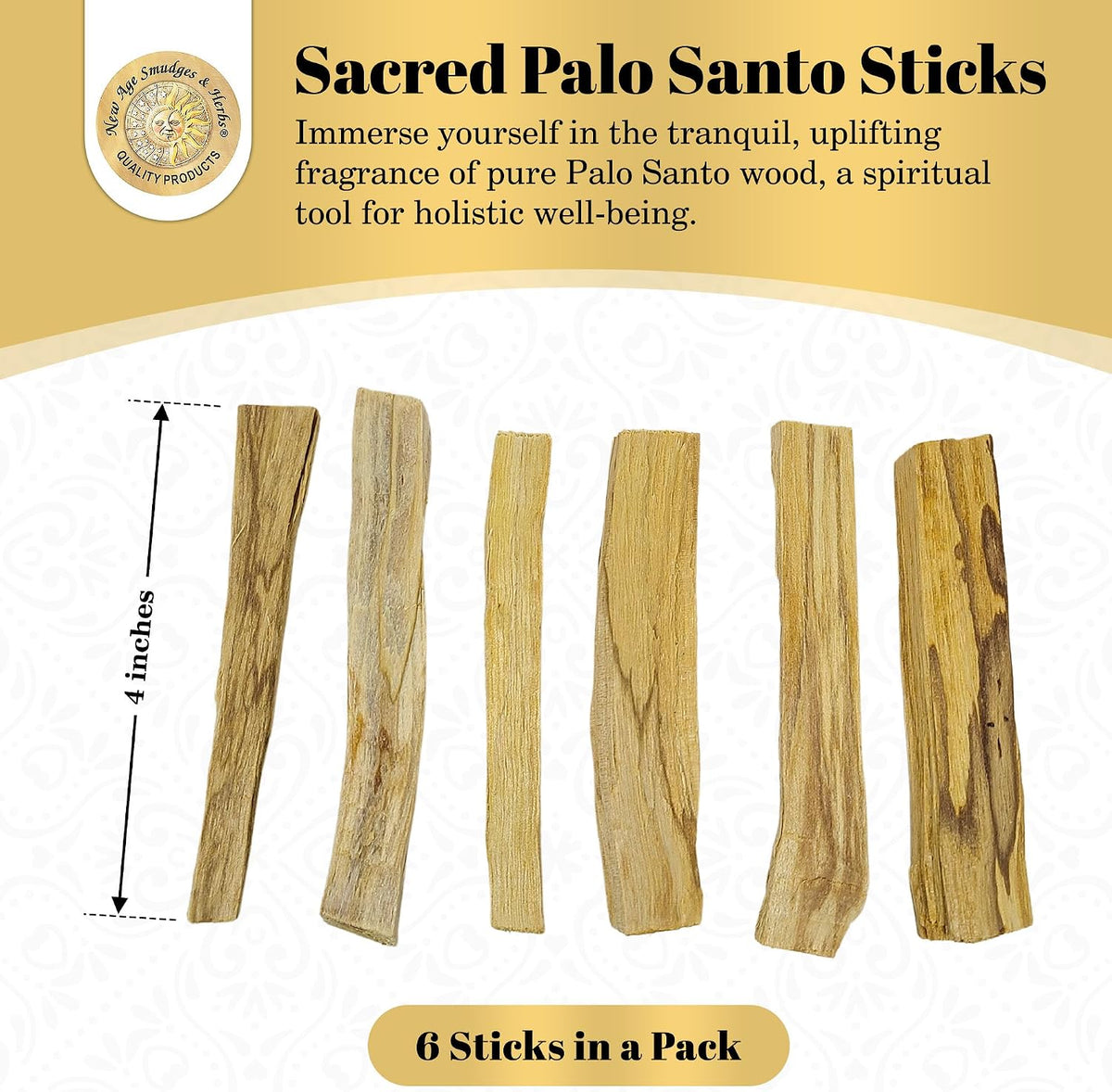 Sacred Palo Santo Wood Incense Sticks - New Age Smudges & Herbs | Harness 'Holy Wood' for Cleansing, Meditation & Energy | Ethically Sourced, Aromatic | 6 Premium Sticks for Spiritual Enrichment