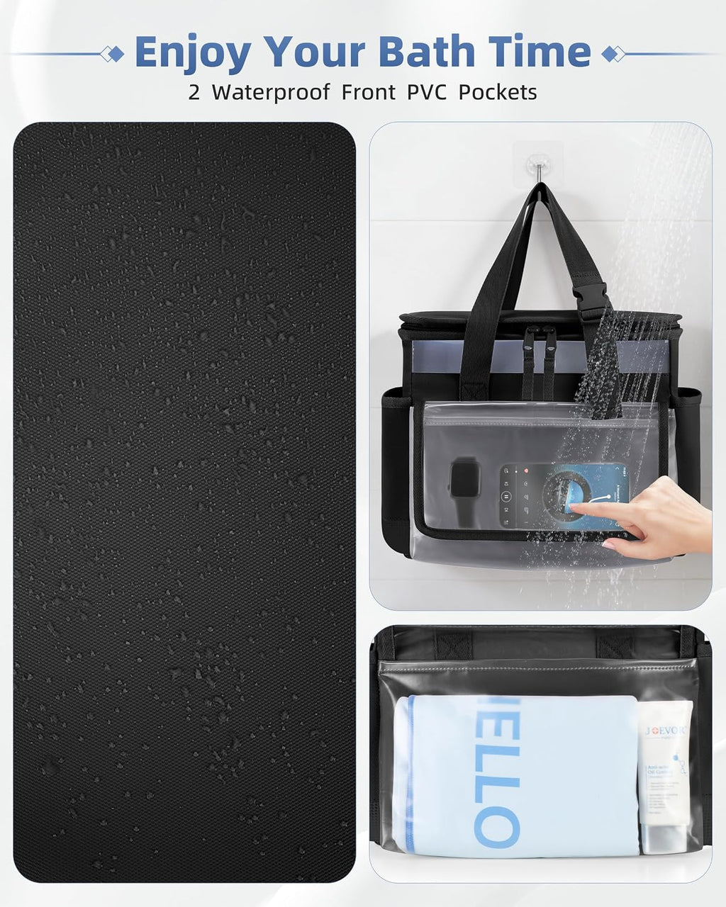Marscamd Hanging Shower Caddy Organizer Bag with Quick Dry Mesh, Black